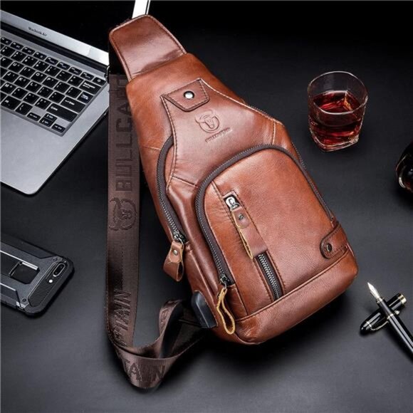 Genuine Leather Sling Bag for Men - Picture 6 of 7